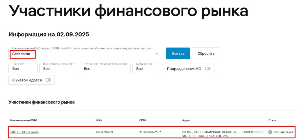 Ceritasinc проверка лицензии