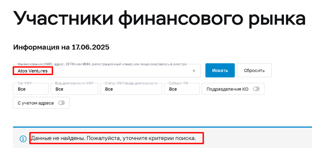 Atos Ventures проверка лицензии
